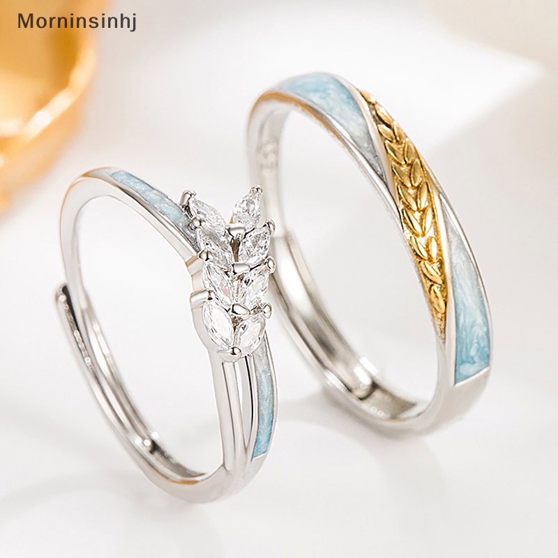 Mornin Kreatif Bentuk Gandum Pembukaan Dapat Disesuaikan Cincin Pasangan Mode Cahaya Jari Cincin Perhiasan Untuk Pecinta Hadiah Hari Valene id