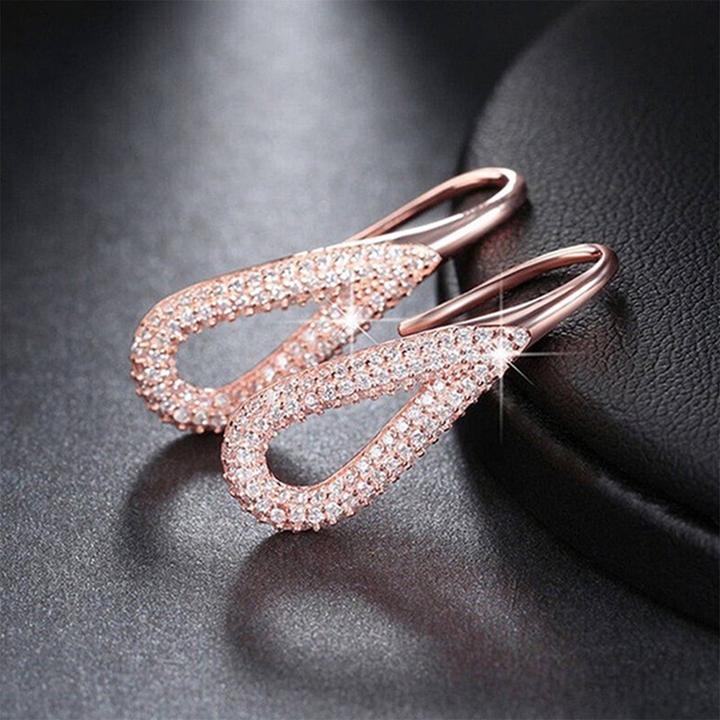 Fashion Mewah Tetesan Air Berbentuk Anting Kait Wanita Bling Bling Cubic Zirconia Halus Gadis Hadiah