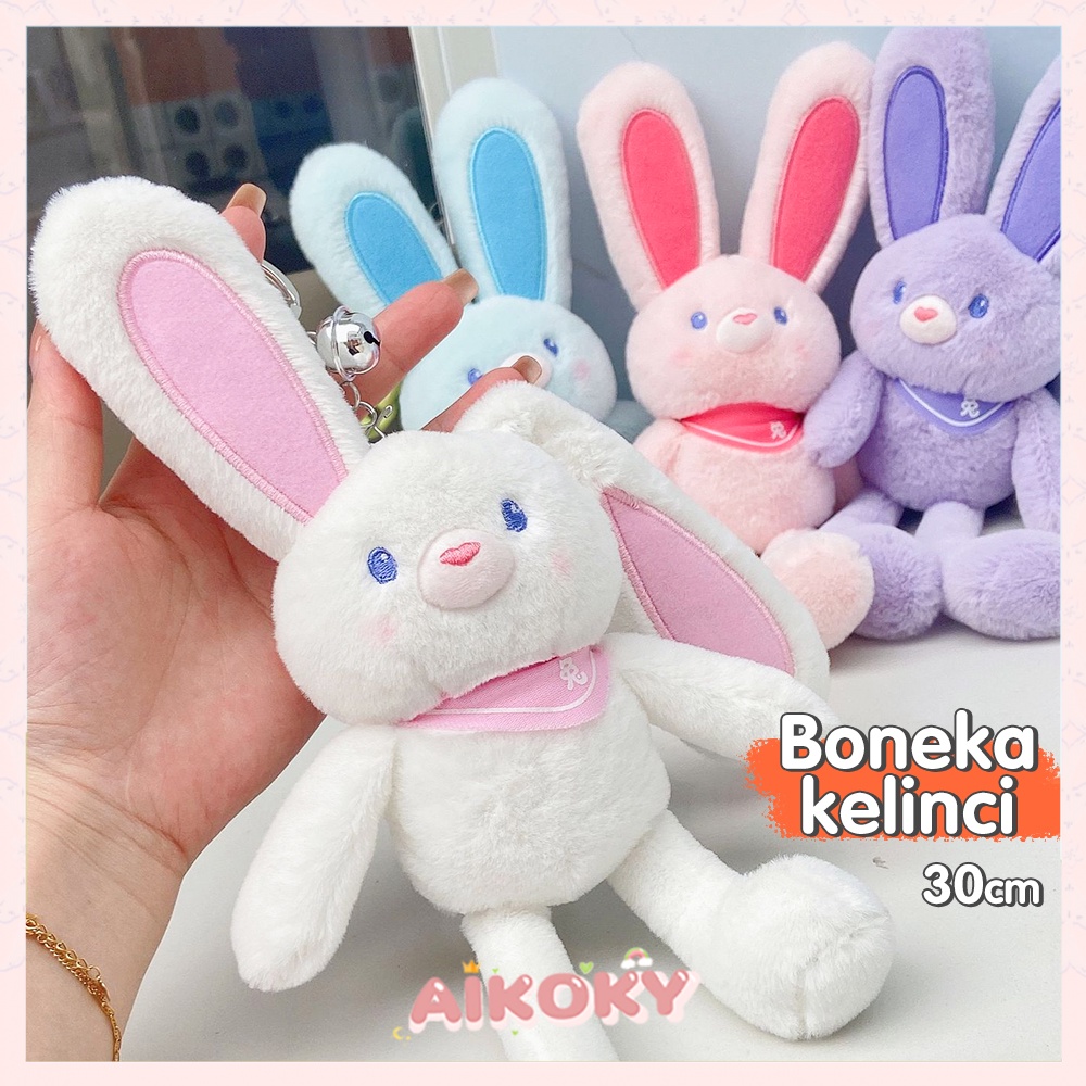 Aikoky Gantungan Kunci Boneka Kelinci Telinga Panjang / Rabbit Doll Plush Toy Keychain