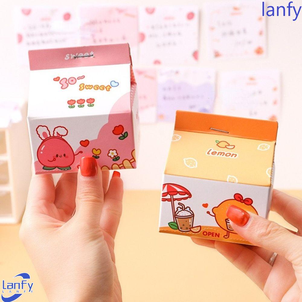 Lanfy Milk Carton Memo Pad Lucu 200lembar Scrapbooking DIY Notepad Alat Tulis Siswa To Do List Pesan Notes