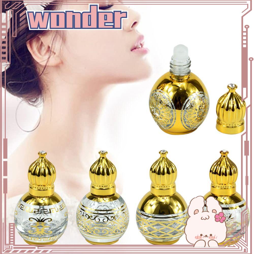 Wonder 2Pcs Roller Botol Portable Bentuk Mahkota Emas Wadah Kosong