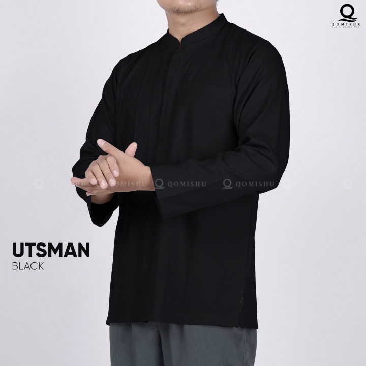 Baju Koko Utsman Qomishu Lengan Panjang Bahan Katun Oxford