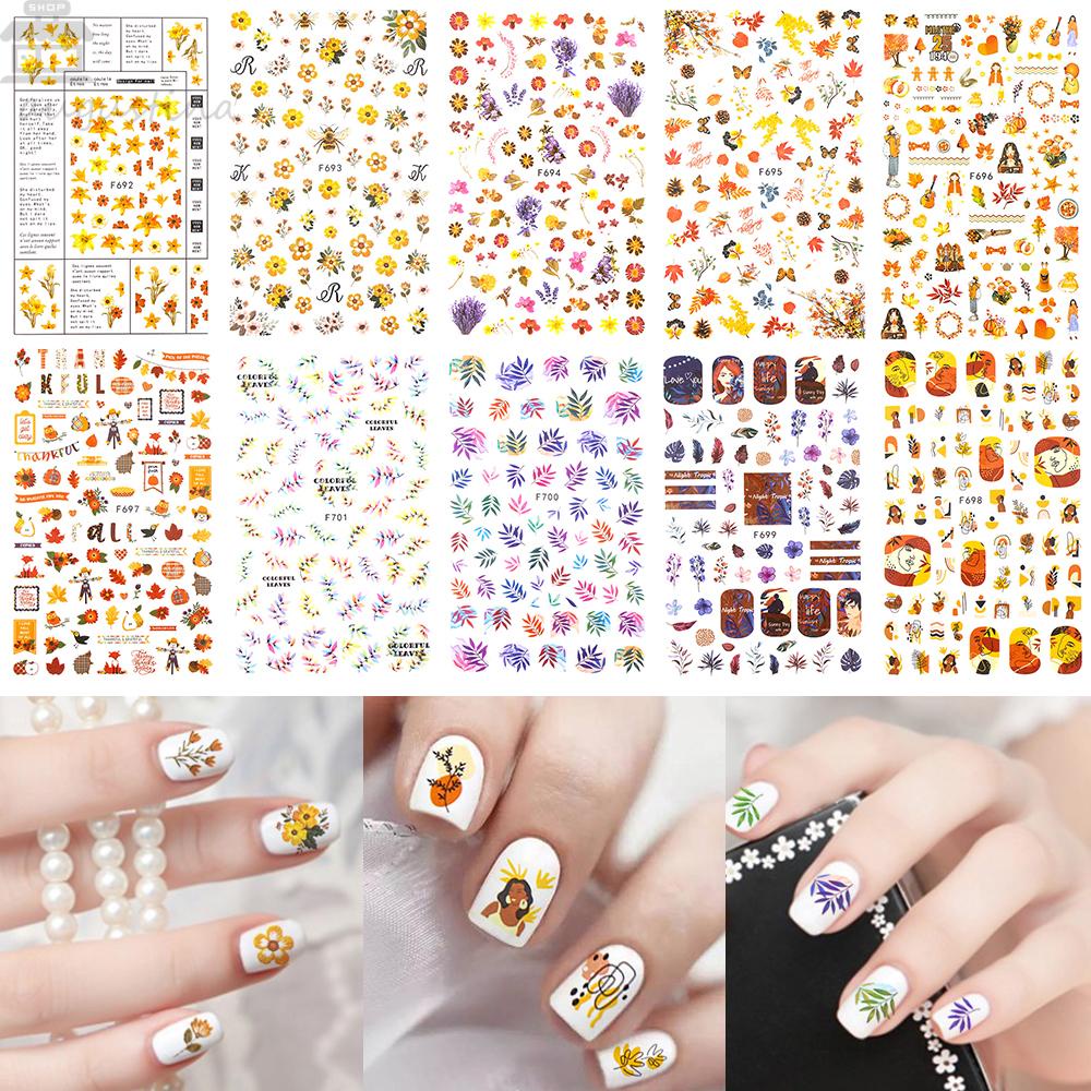 Agustina Bunga Stiker Kuku Gradien Cat Air Warna-Warni Slider Bungkus Decals Manicure Transfer sticker