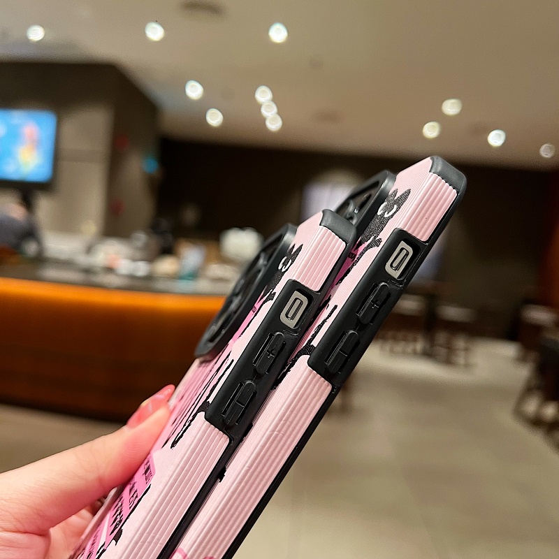 IPHONE Untuk Iphone14 13 12 11 Pro Max X XR XS Max7 8 Plus Pink Inggris Cinta Hati Tekstur Vertikal Kulit Pelindung Soft case