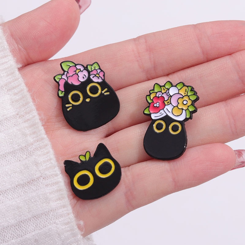 2-7pcs/set Hitam Lucu Kucing Enamel Bros Lucu Tanaman Kucing Enamel Pin Ransel Lencana Hadiah Untuk Teman