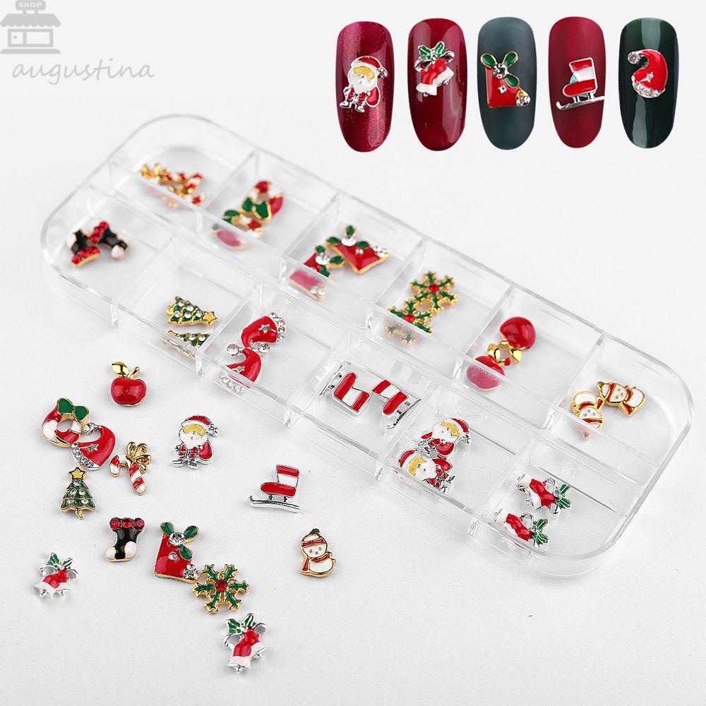 AUGUSTINA Agustin 3D Dekorasi Nail Art Glitter Logam Manicure Aksesori Wanita Salon Hiasan Kuku Nail Rhinestones