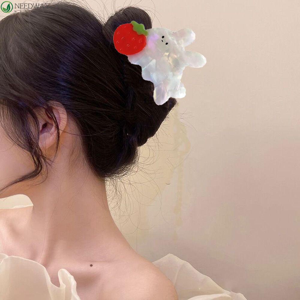 NEEDWAY Needway Asetat Rambut Cakar Lucu Baru Heardress Fashion Hiasan Kepala Ins Hiu Klip Kepribadian Rambut Goresan Rambut Baru Menangkap Untuk Gadis Kelinci Strawbery Wanita Hairgrips