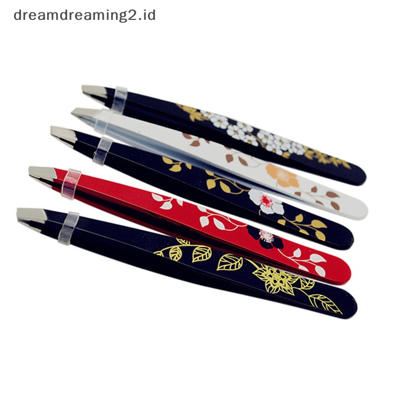 (drea) Profesional Alis Rambut Kecantikan Miring Stainless Steel Tweezer Tool //