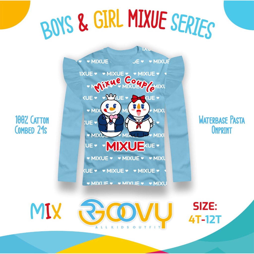 Kaos Lengan Panjang Anak Series MIXUE 3-10 Tahun Adem