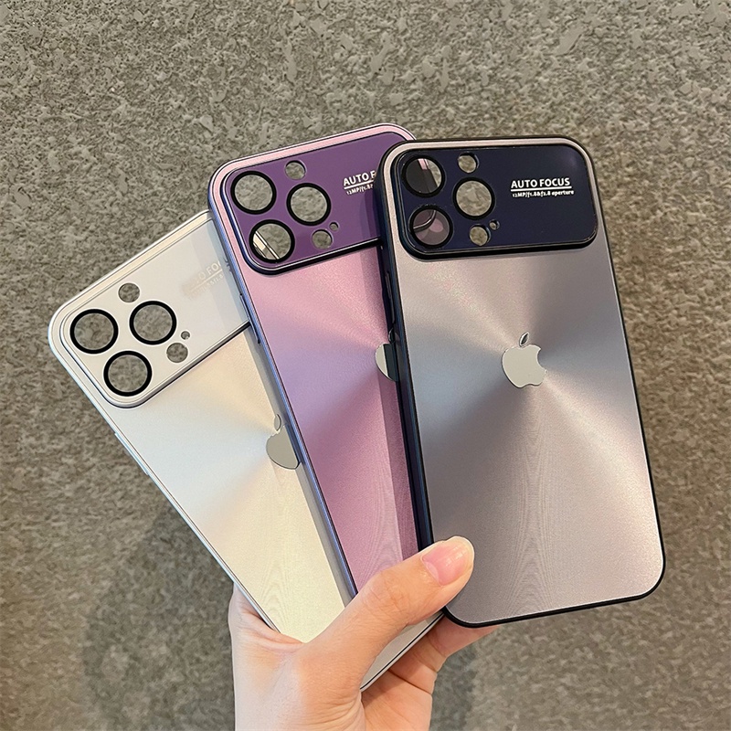 Casing Lensa Perlindungan Kamera Mewah iPhone 14 Pro Max14 plus case Iphone13 12 Pro Max 11 Pro Max case Dengan logo Aurora laser shock protection hard back cover