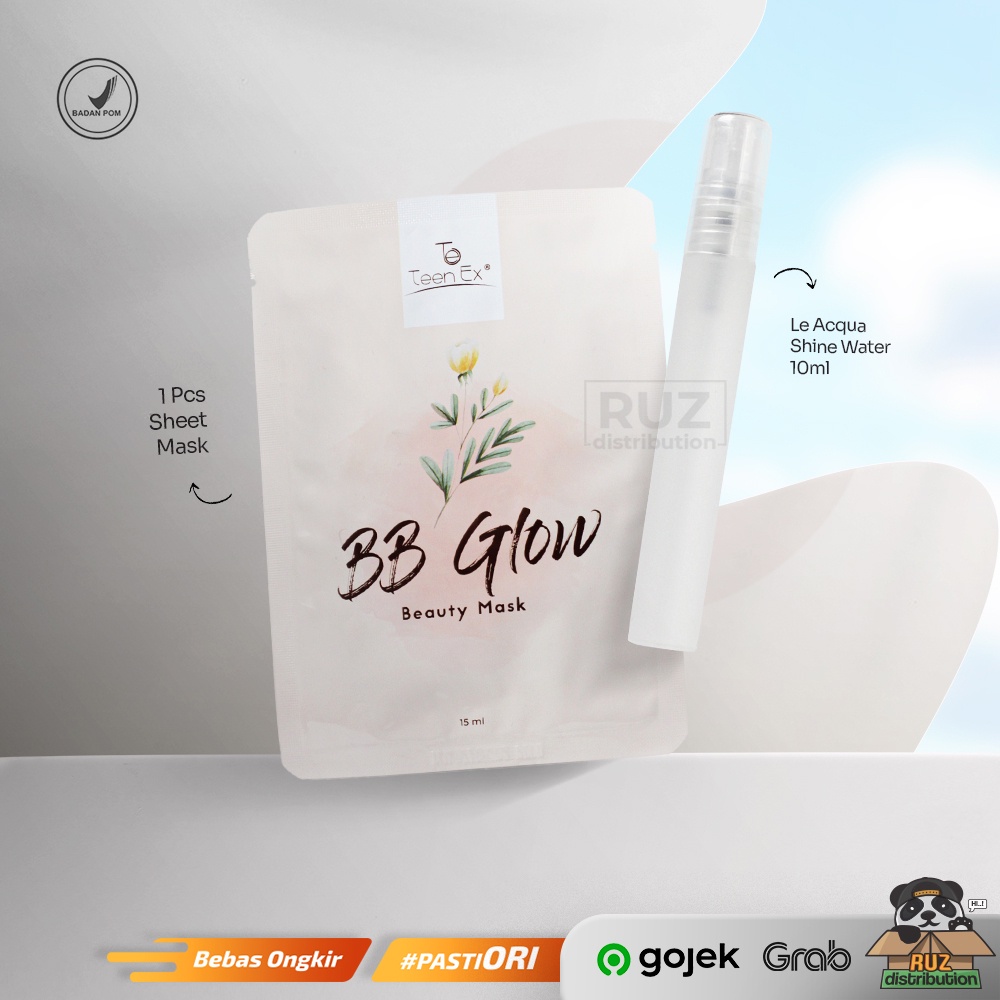 BB Glow Mask &amp; Le Acquashine Water 10ml Ecer Masker Wajah Antiaging