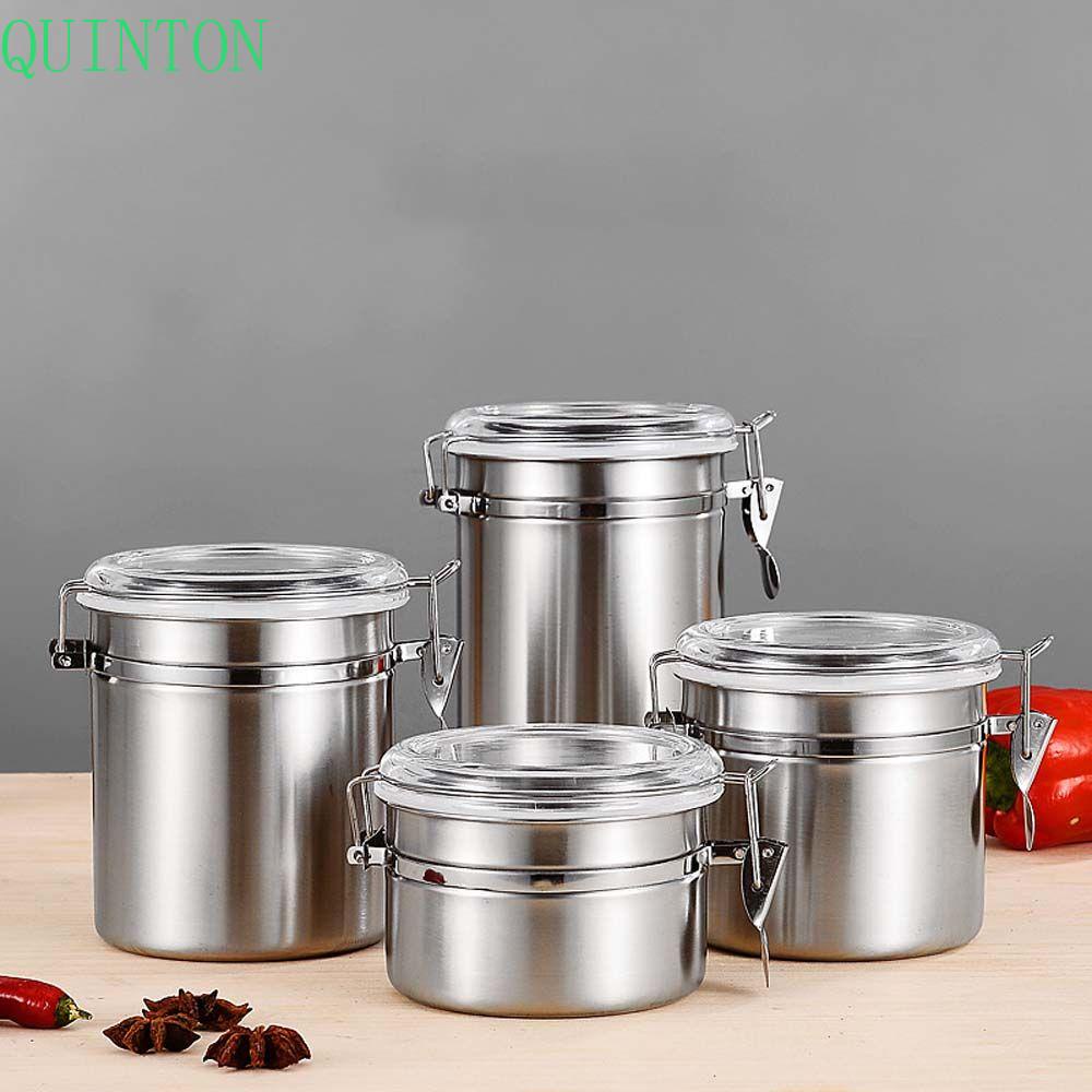 QUINTON Sealed Can Stainless Steel Grain Alat Dapur Biji Kopi Kering Wadah Kopi Bagus