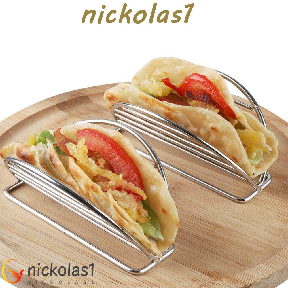 NICKOLAS1 Taco Holder Mexican Food Oven Stainless Steel Nyaman Dengan Pegangan Mudah Akses Piring Nampan