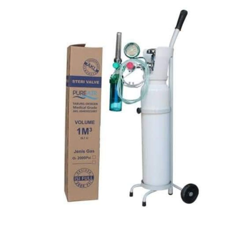 Tabung Oxygen Lengkap 1m3 Siap Pakai / Tabung Oksigen + Regulator + Troli
