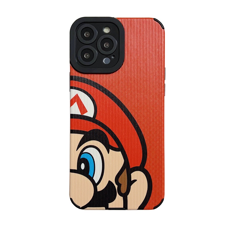 Samsung Leather Softcase Galaxy A21S A12 A32 A01 A03S A11 A12 A20S A50S A30S A51 A71 A52S A53 A73 S20 S10 FE Plus S21 S22 Ultra Red Mario Cartoon Phone Case