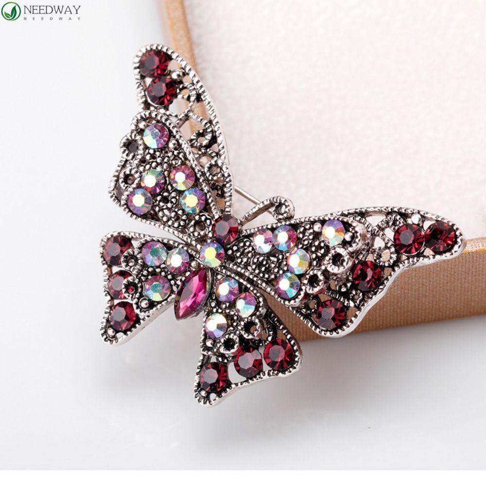 NEEDWAY Bros Logam Indah Vintage Untuk Wanita Hadiah Aksesoris Pakaian Butterfly Insect