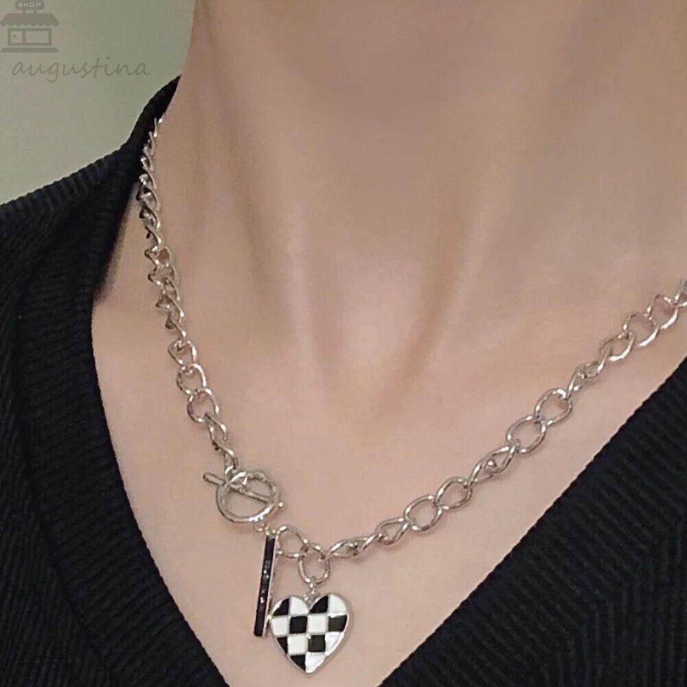AUGUSTINA Perhiasan Wanita Unik Rantai Sederhana Gadis Vintage Hadiah Fashion Hati Cinta Liontin Gaya Korea Gelang
