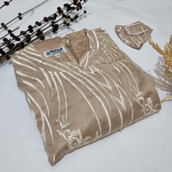 Promo New Style Gamis Tutu / Gamis Brukat Tile Dot /Gamis Brukat Rompi / Gamis Muslim - Latte, M