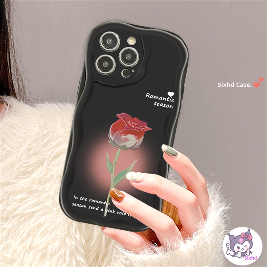 Redmi 12 12C 10C 9T 9C Note 12s 12 11 12s 11s 10s 9s 10Pro Redmi A2 A1 10 11A 10A 9A Xiaomi 11 Lite 12 Lite Poco X3Pro Fashion Romantis Mawar 3D Tepi Melengkung Gelombang Glossy Phone Case Lembut