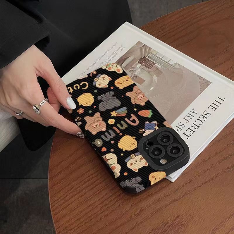 【Lamb Skin】SoftCase for IPhone 6S 7 Plus 8 Plus X XS XR XS Max 11 13 12 14 PRO Max 14 Plus 12 13 MINI Phone Case Black Animal Cartoon Cute Casing hp iphone 11