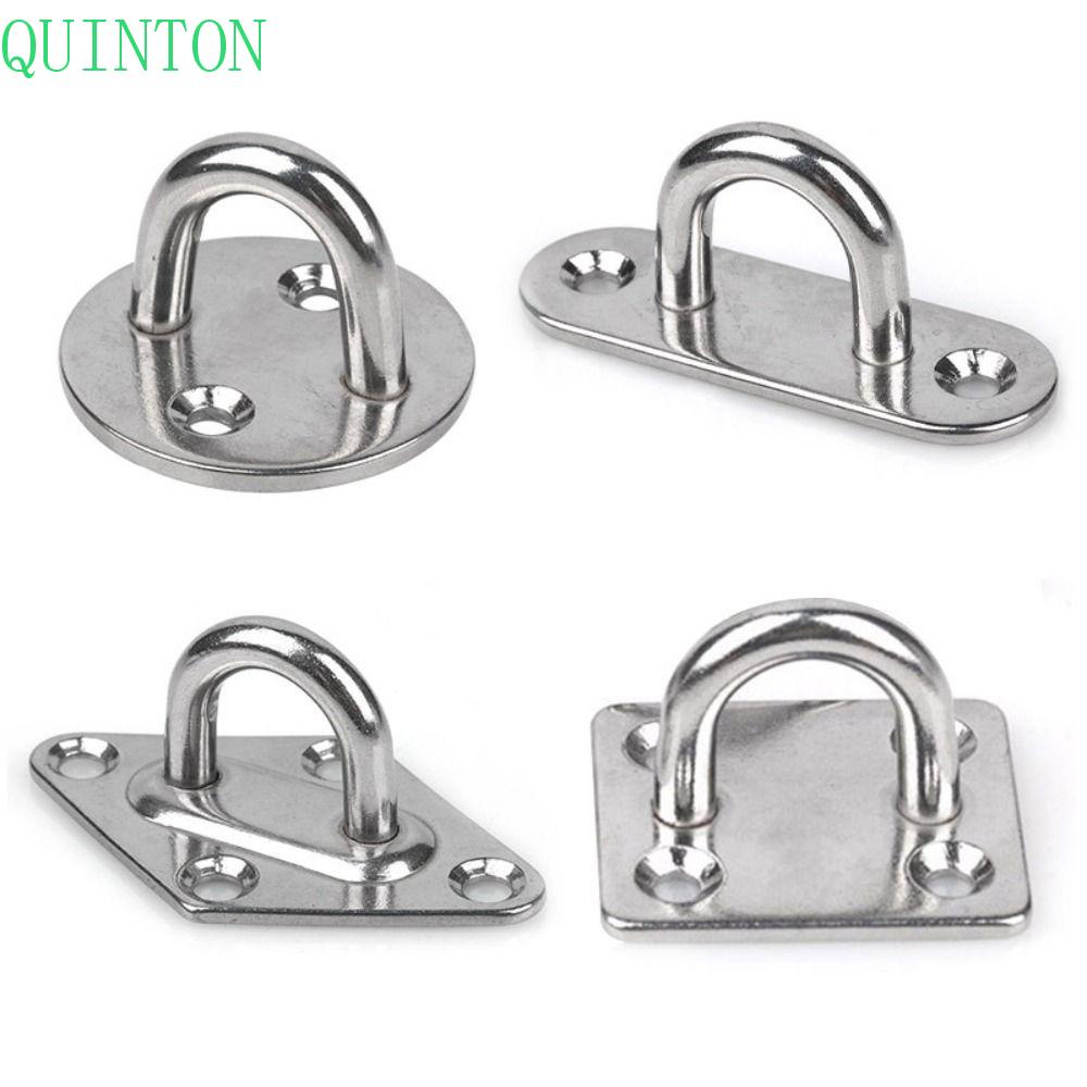 QUINTON 6mm Plat Mata 4Pcs Stainless Steel U-shaped U-shaped Design Hook Loop Oval Pintu Gesper Staple Ring Mount Hook Sekrup Desain Berbentuk U