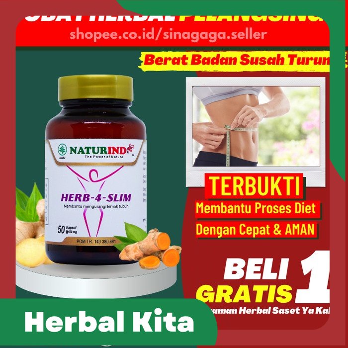 

Obat Diet Herbal Ampuh Pelangsing Badan Langsing Herb 4 Slim Naturindo - Herb 4 Slim