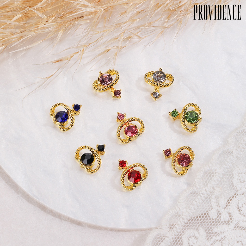 Providence 10 Pcs 3D Kuku Mengkilap Berlian Imitasi Multicolor Kristal Imitasi Alloy Planet Kuku Pesona Perhiasan Aksesoris Ponsel Case Ornamen DIY Nail Art Dekorasi