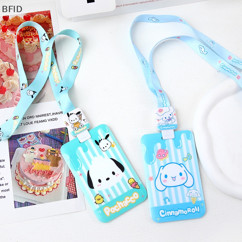 [BFID] Random Kartun Kuromi Purin Dog My Melody Kartu Makan Siswa Lucu Bus Card Holder ID Card Tempat Penyimpanan Kredit Gantungan Kunci Liontin [ID]