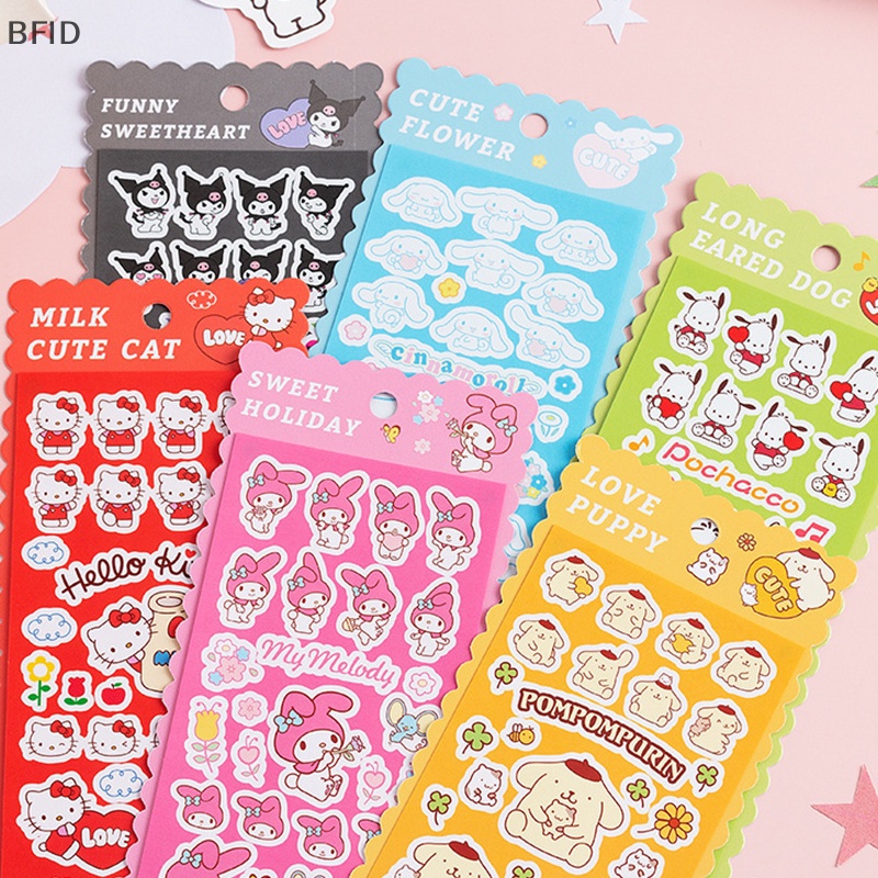 [BFID] 1pack Anime Hello Kitty Kartun Lucu DIY Akun Tangan Transparan Bronzing Dekorasi Sticker Pack Bahan Scrapbook Stiker [ID]