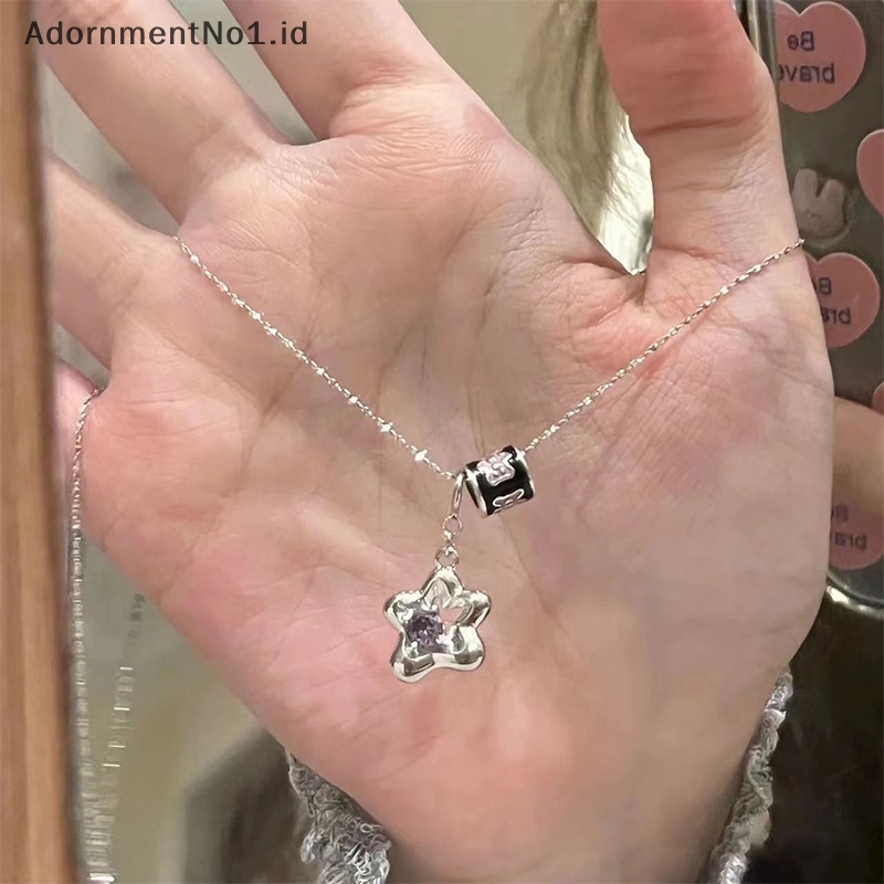 [AdornmentNo1] Kalung bintang pinggang kecil yang lucu Ins gaya rantai liontin keren rantai klavikula warna Sterling Silver sederhana untuk hadiah perhiasan wanita