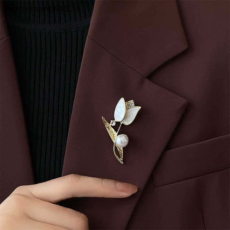 [AdornmentNo1] Fashion bros untuk wanita elegan emas Tulip buket bunga Lapel pin pernikahan pesta lencana perhiasan