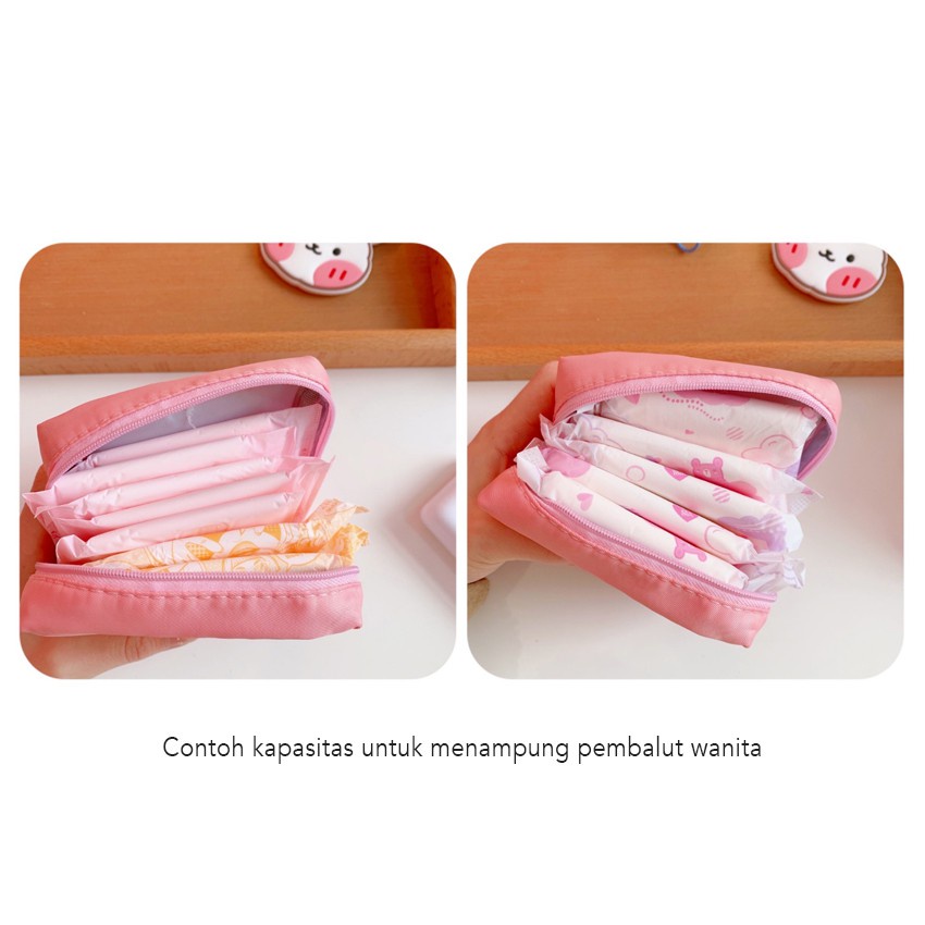 Dompet Pembalut Menstruasi Pouch HAPPY &amp; CLEAN STORAGE BAG - FOR COSMETIC, SANITARY NAPKIN Tissue Organizer