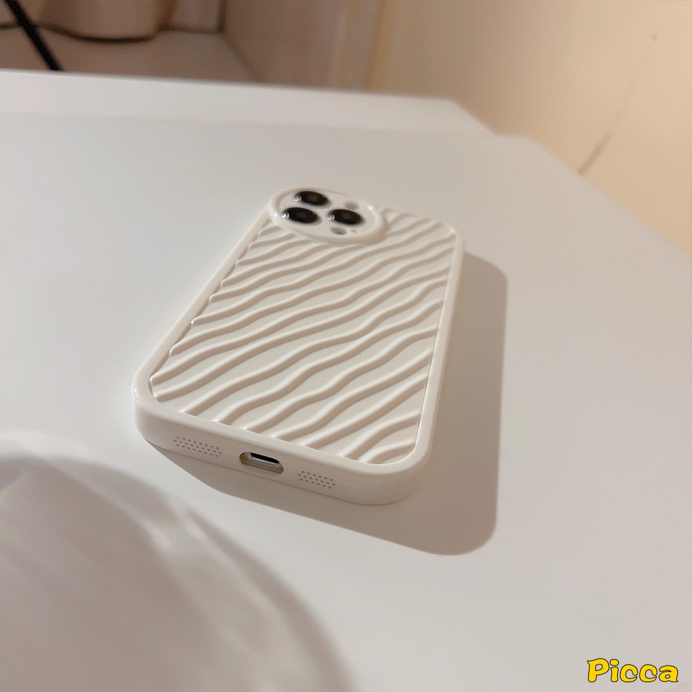 IPHONE Case Glossy Lensa Bulat Riak Air Sederhana Kompatibel Untuk Iphone7 8 Plus 11 Pro Max XR 12 13 14 Pro Max14 Plus X XS Max 11Pro Max SE 2020fashion Mewah Tahan Guncangan Soft TPU Case