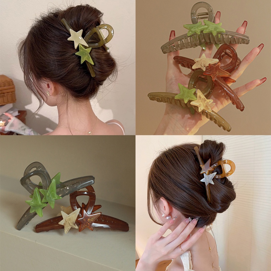 Korean Acrylic Five-pointed Star Hair Clip Woman Versatile Hairpin Ponytail Clip Hair Accessories