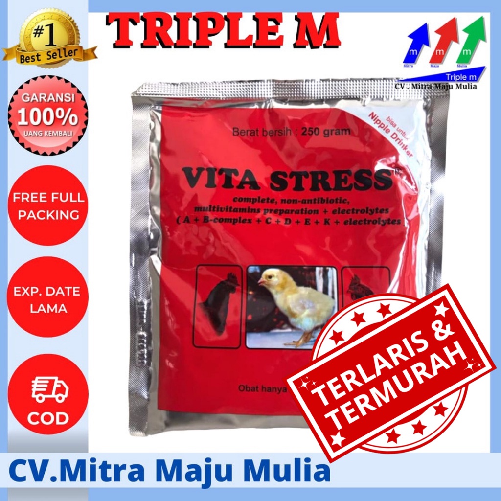 VITASTRESS 250 gram VITA STRESS 250 gram MEDION Vitamin Anti Stres Ayam Unggas DOC Bebek Burung Vitastres Sakit Vaksinasi