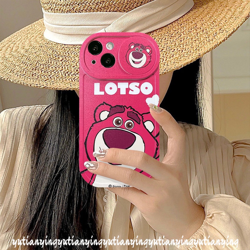 Camera Lens Protector Cute Mickey Mouse Couple Phone Case Compatible for iPhone 11 12 13 Pro Max 7Plus XR X XS Max 8Plus Cartoon Disney Strawberry Bear Lotso Push Pull Window Cover