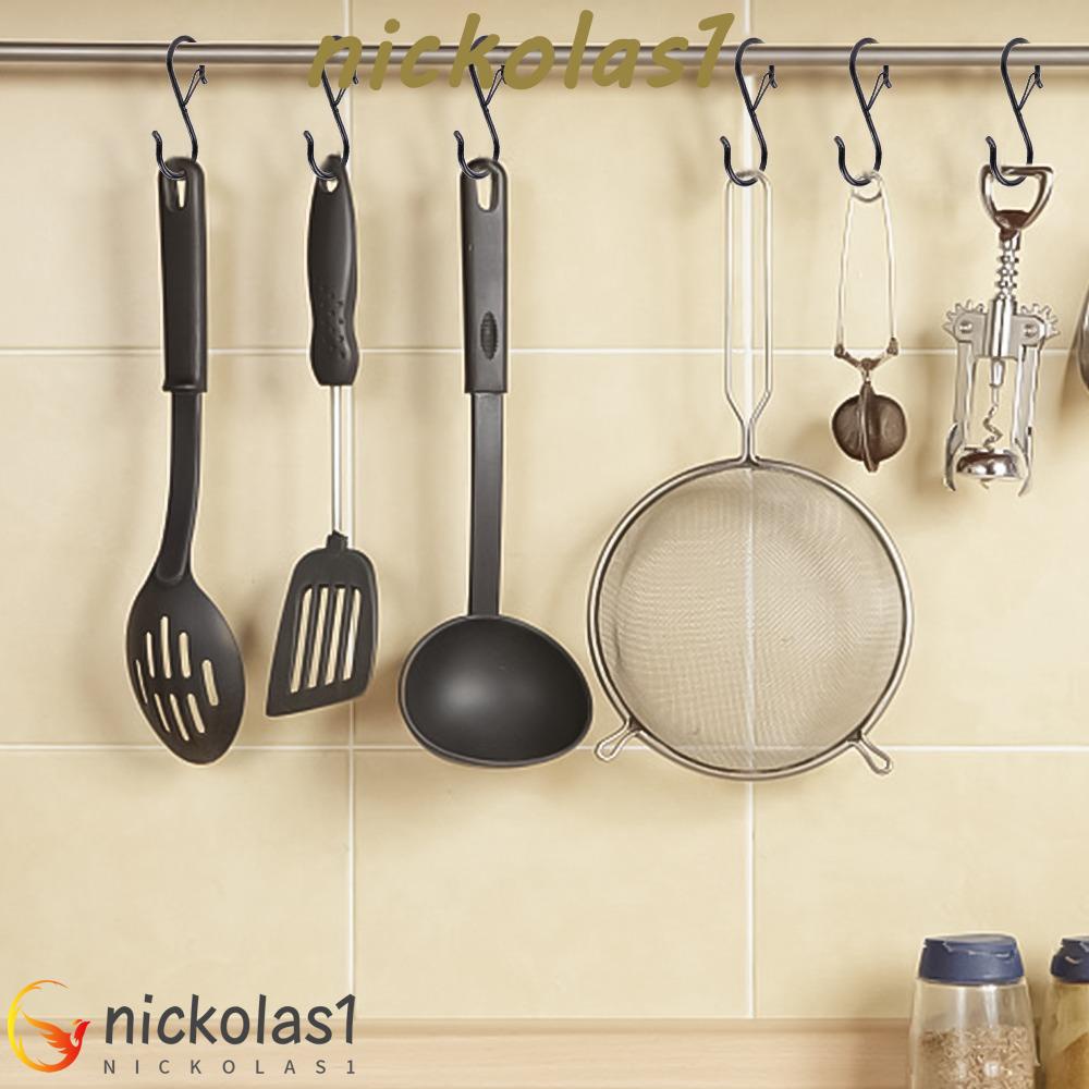 Nickolas1 Gantungan Baju Bahan Metal Hook Praktis Heavy Duty Hanging with Buckle Pot Cups Rack Untuk Kamar Tidur