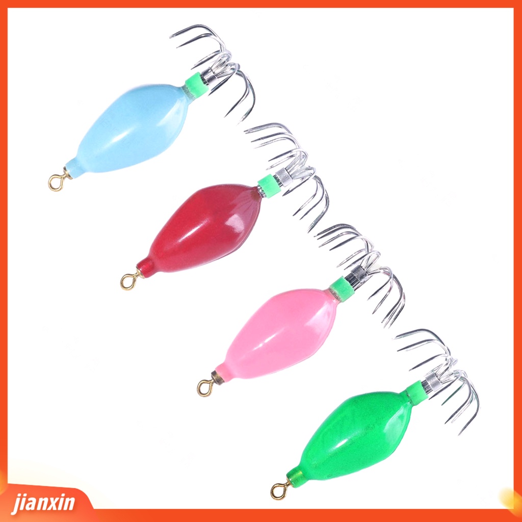 (In Stock) 6cm /50.6g Luminous Squid Jig Kekuatan Tinggi Ringan Tahan Karat Kaitan Ikan Sotong Perlengkapan Memancing