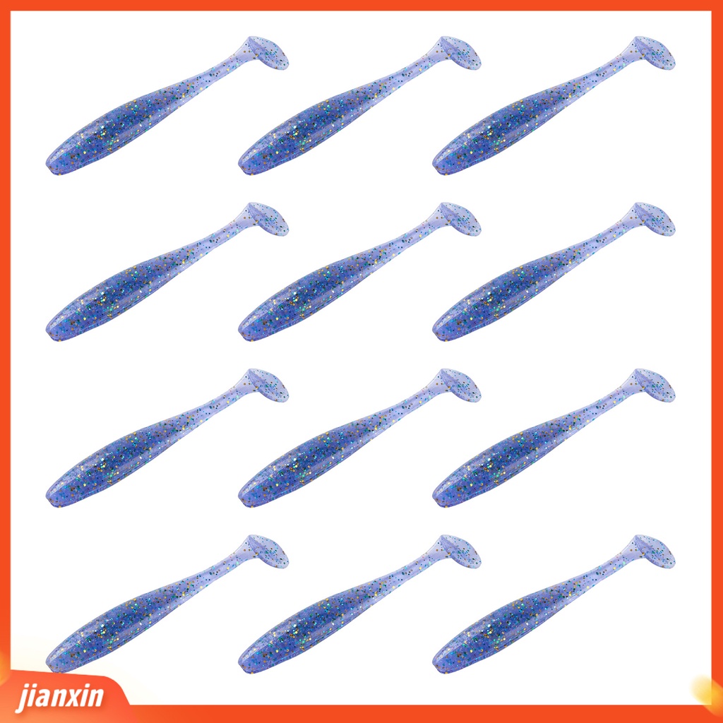 (In Stock) 12 Pcs Lure Soft Baits Simulasi T-Tail Swimbait Profesional Memancing Reusable Floating Bait Pike Bass Fishing Lures Fishing Tackle