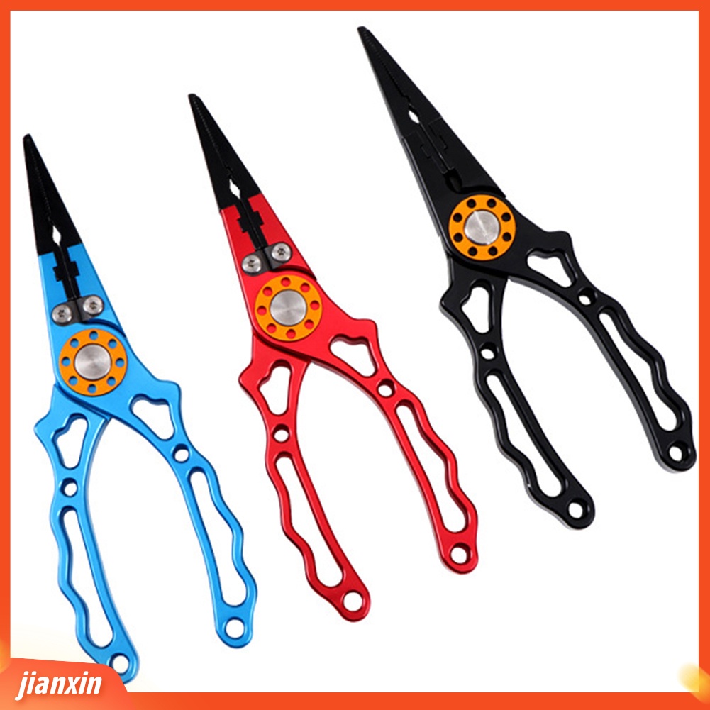 (In Stock) Aluminium Alloy Fishing Lure Plier Split Ring Cutter Scissor Dengan Sarung Lanyard