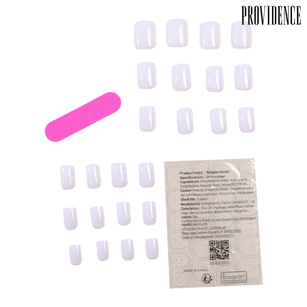 Providence 1set Kuku Palsu Warna Solid Elegan Mencegah Rusak Meninggikan Tampilan Anda Dapat Dilepas Reusable Memakai Paku