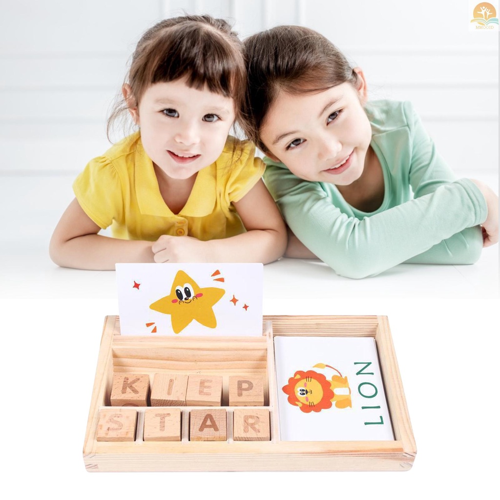 In Stock Permainan Kata Ejaan Kayu Permainan Huruf Permainan Alfabet Permainan Belajar Montessori Puzzle STEM Mainan Edukasi Dini Untuk Usia 4-6th Anak Laki-Laki &amp; Perempuan