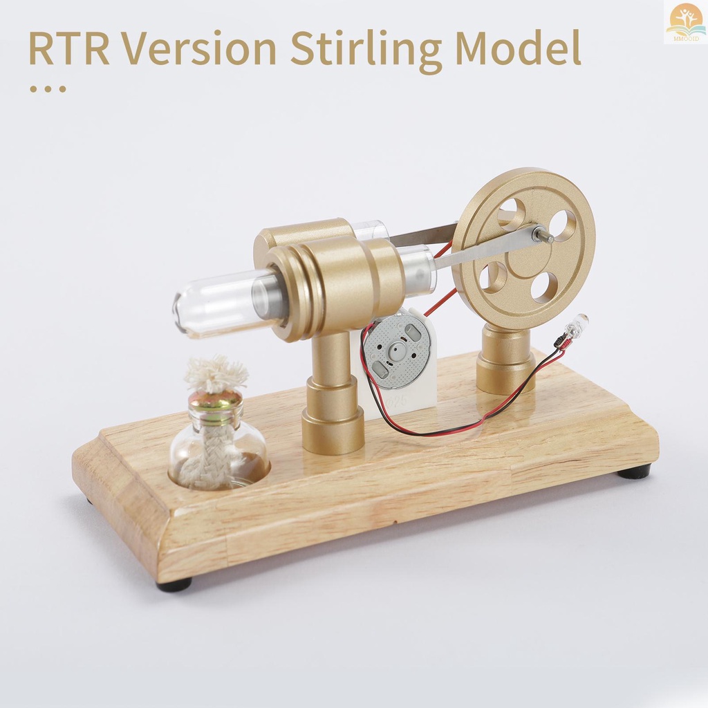 In Stock Hot Air Stirling Mesin Generator Listrik Model Motor Dengan Lampu LED Flywheel Design Percobaan Sains Dengan Dasar Kayu DIY Edukasi Mainan Untuk Guru Dewasa Anak Scho