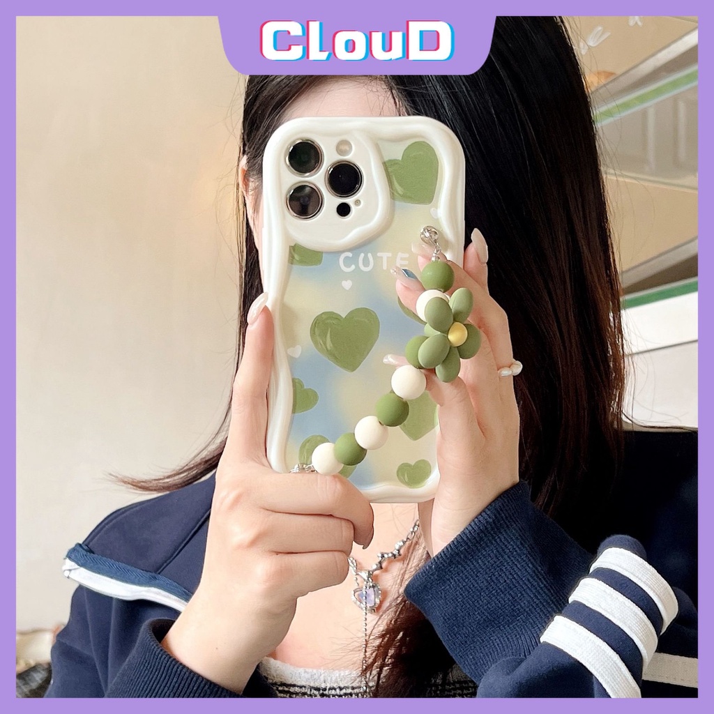 Casing Gelang Bunga Tepi Melengkung Bergelombang 3D Untuk Realme C11 C15 C33 C35 C3 C1 C21 C30 C25 9i 5i 7i 6i 5s C20 C25Y C17 C31 C20A C55 C53 C21Y C12 C25s Cat Minyak Hijau Cinta Hati Cover