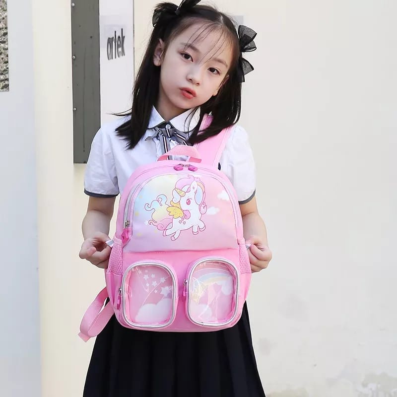 HappyOliver TAS TWO POCKET Tas Ransel Anak Sekolah tas import terbaru / tas import Anak resleting Ransel Sekolah anak laki anak perempuan