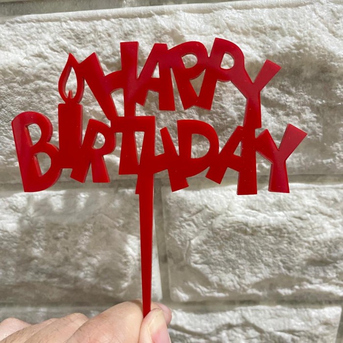 

CAKE TOPPER CANDLE PARTY CHERRY RED 10X10 CM BIRTHDAY CAKE DECORATION