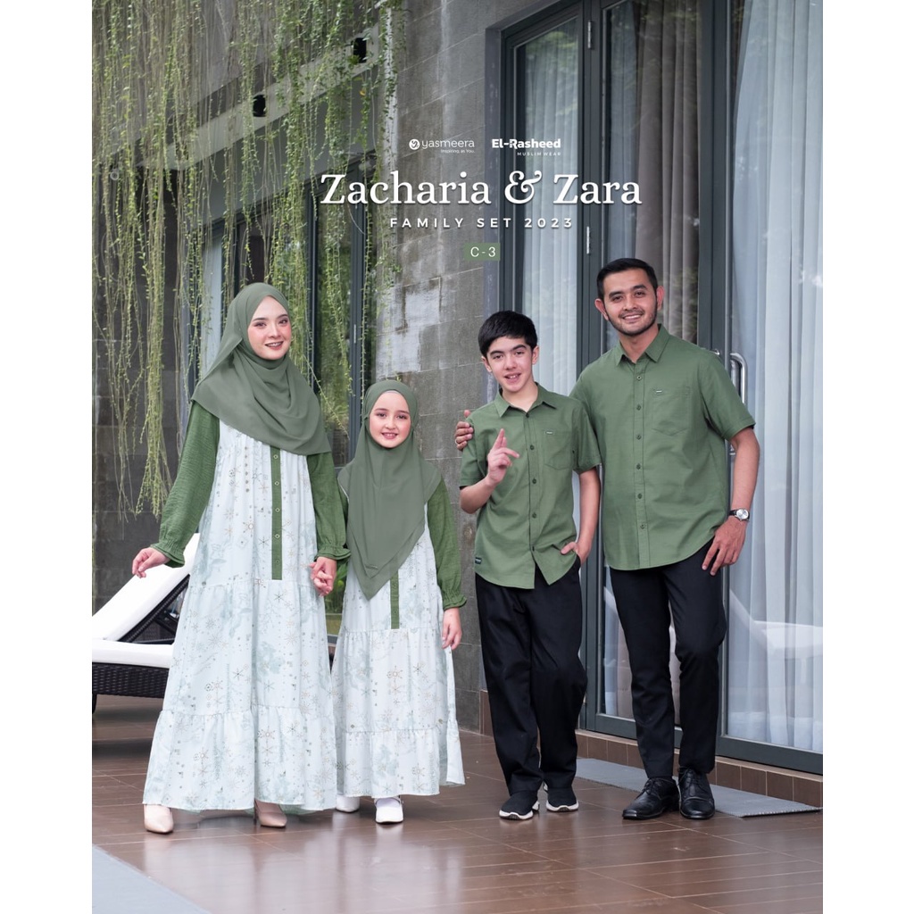 Baju Lebaran Couple Pasangan Yasmeera Zacharia Zara Olivine - Pale Aqua  Sarimbit Keluarga Terbaru 2