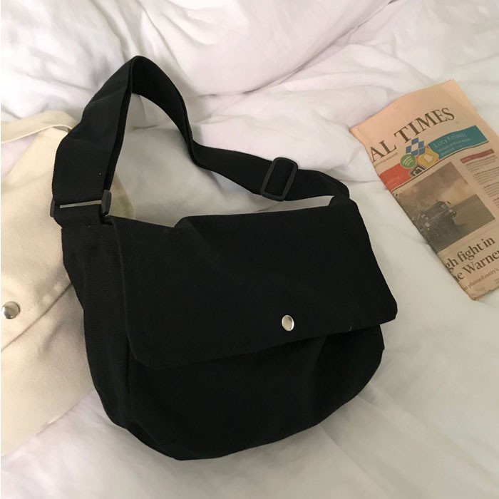 Promo - Sling Bag Tas Selempang Canvas Classic Kanvas - Hitam - Sedia tas selempang totebag pria wan