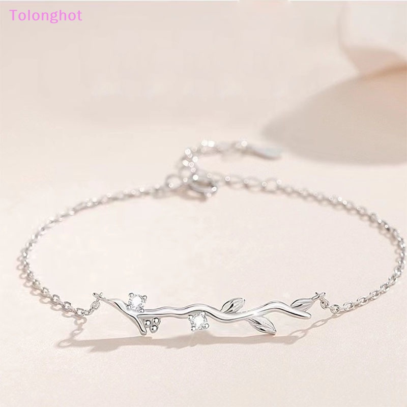 Tolonghot&gt; Gelang Pasangan Cabang Kepribadian Fashion Warna Silver Pasangan Peringatan Sederhana Gelang Rantai Pergelangan Tangan Hadiah Untuk Wanita Perhiasan well