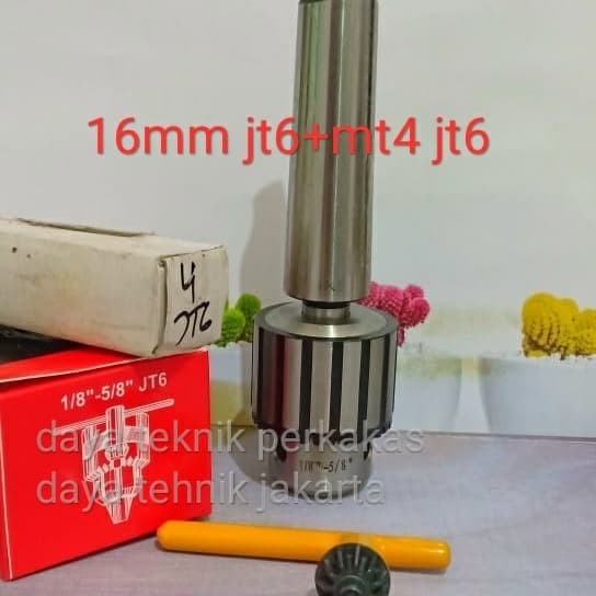 kepala bor 16mm jt6 + as bor mt4 - chuck 16mm sanou - chuck drill VJ